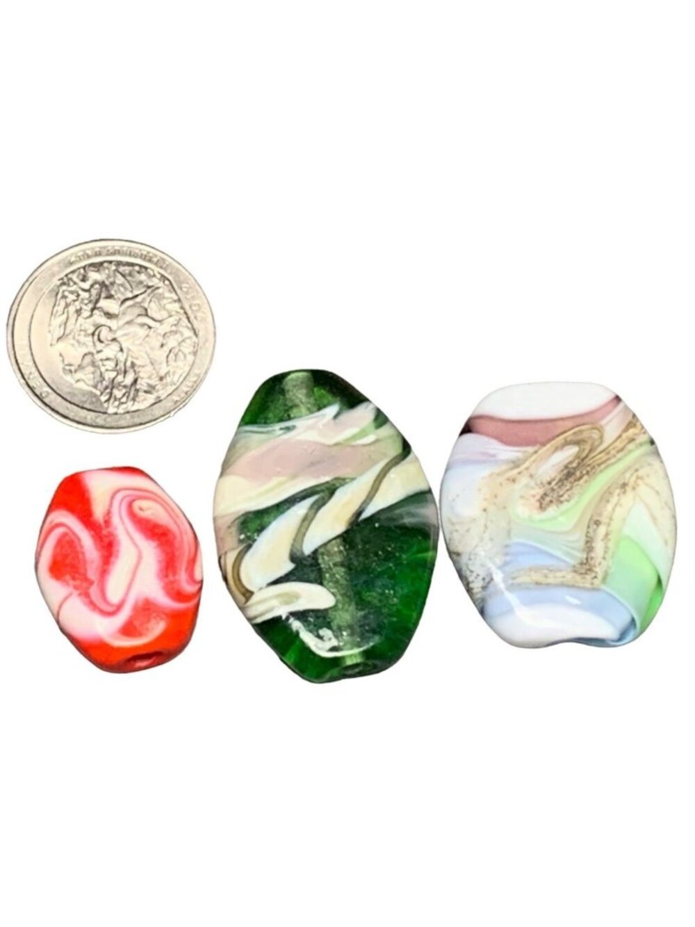 Set Swirled handcrafted Lampwork Glass Beads - Art Craft Beads Jewelry Making